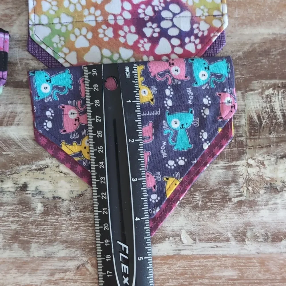 Hand Crafted Dog/Cat Bandanas, Over The Collar Set of 3 Size XS
